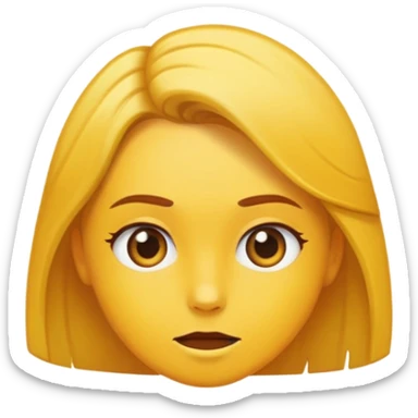 una cara amarilla mirando hacia arriba a la derecha mientras se acaricia el pelo sticker