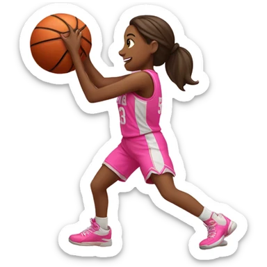 girl in pink jersey shooting a basketball  sticker
