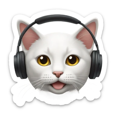 cat with headphones sticker