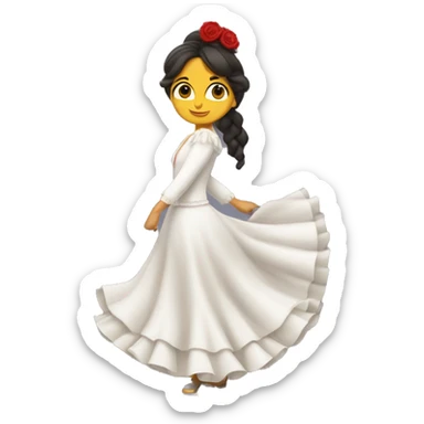 Bailadora flamenco blanca con pelo largo y crespo sticker