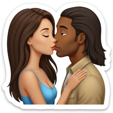 Black man kissing brunette long hair woman sticker