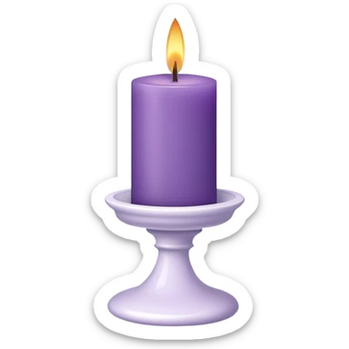 Purple candle on a white candle-holder-stand sticker