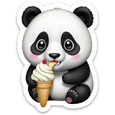 Panda eating ice cream sticker