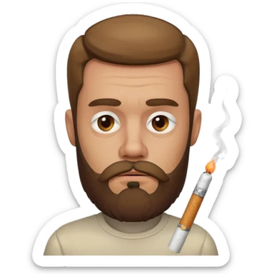 suspicious bearded emoji, cigarette, raised eyebrow sticker