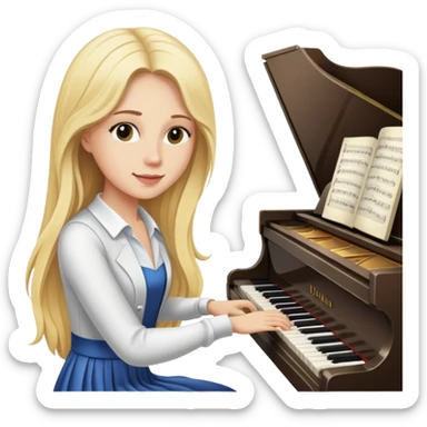 woman with long blonde hair playing the piano sticker