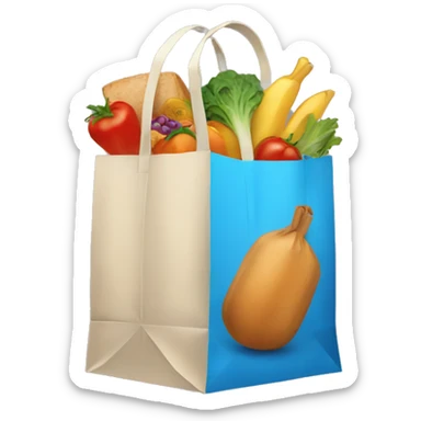 Shopping bag with food sticker