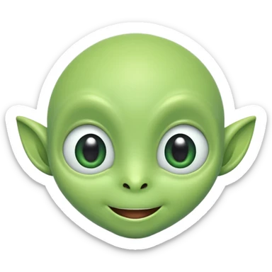 The face of a cute, bouncy green alien sticker
