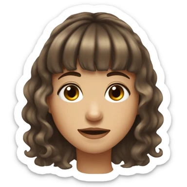 Pretty girl with wavy medium length brown hair and bangs nose piercing  sticker