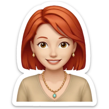 lady-in-beige-clothes-,-red-hair,-wearing-necklace sticker