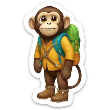 Monkey wearing uggboots and backpack sticker
