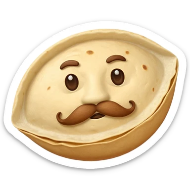 a fresh "Flying" flour tortilla football with a mustache sticker