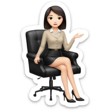 Business woman with short skirt and high heels sitting on chair office sticker