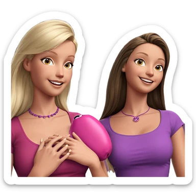 smiling girls with long hair sticker