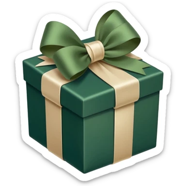 dark green gift box with light beige bow sticker