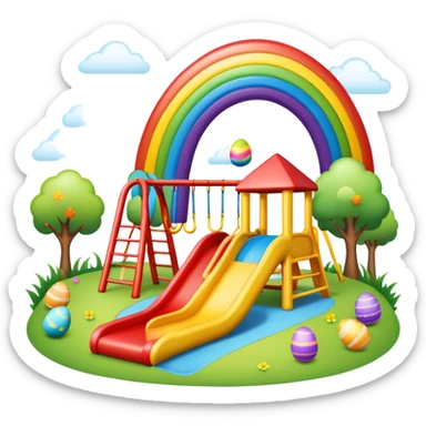 an easter rainbow bouncy play park landscape  sticker