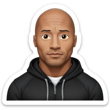 dwayne johnson with black hoodie sticker