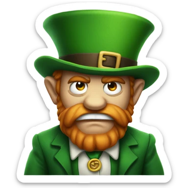 angry leprechaun with his arms crossed sticker