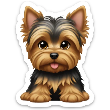 Yorkie puppy sitting sticker