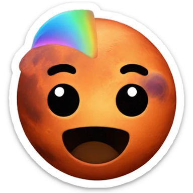 Mars with a rainbow sticker