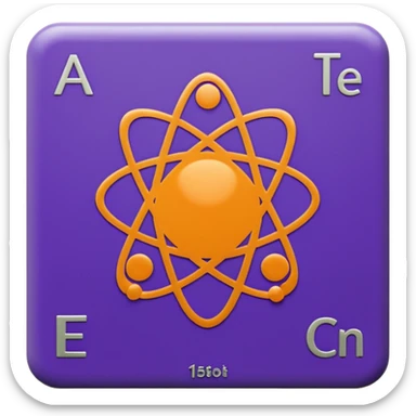 Generate 8 unique emoji-style icons representing chemical element tiles, atomic symbols, colorful science grid blocks, and laboratory chemistry themes. sticker