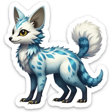 Epic Feral Rare Fantasy shiny cool fluffy Vernid-Trico-species-hybrid-animal by LiLaiRa, random markings, tufted ears, full body sticker