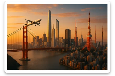 Add an airplane flying over  sticker