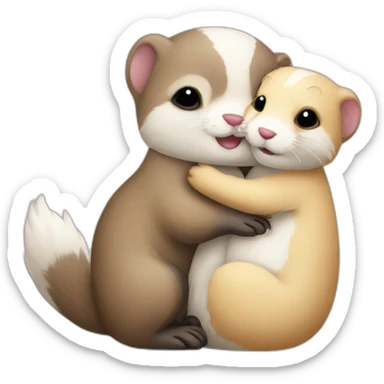 Ferrets hugging a rabbit sticker