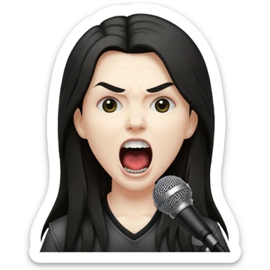 metal musician, screaming with mirophone sticker