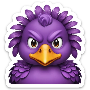 purple duck with furrowed brows, angry expression sticker