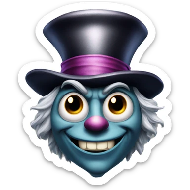 Evil mad hatter with large nose sticker