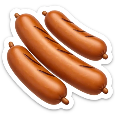 Three sausages linked together in the ends.
Apple emoji style sticker