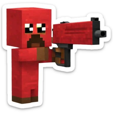 red minecraft wool holding a gun sticker