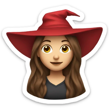 long hair brunette witch with red baseball cap sticker