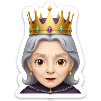 evil old witch with crown sticker