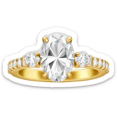 Oval diamond ring with gold and diamond band sticker