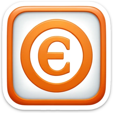 make me an emoji of the letter E from etsy no background high def orange square witha white E in the center with a times new roman looking font sticker