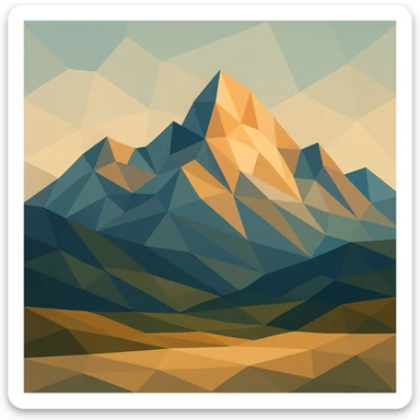 illustration of a mountain landscape made of geometric shapes in polygonal style sticker