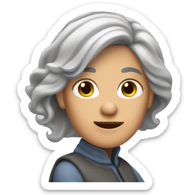 Long grey hair woman in wheelchair  sticker