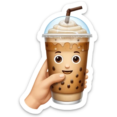 a white hand holding an iced coffee but just the hand and the cup sticker