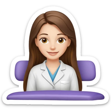 smiling white long brunette hair girl with hazel eyes on massage table sticker