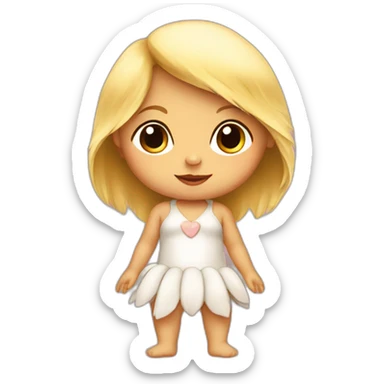 little blonde baby girl in a bird costume sticker