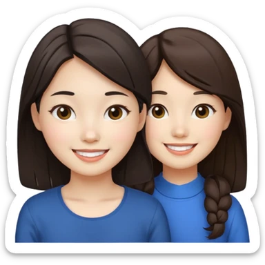 Korean girl and white brunette girl smiling sticker