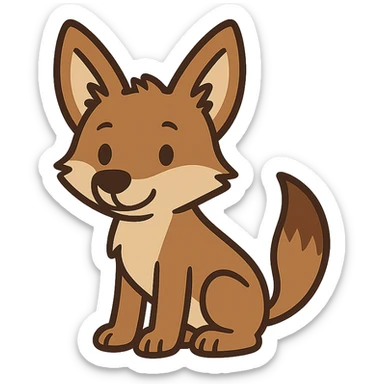 flat toon coyote pup sticker