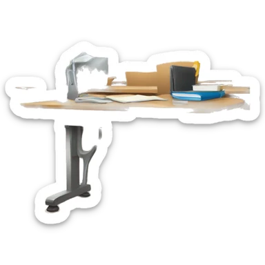 student desk in classroom sticker