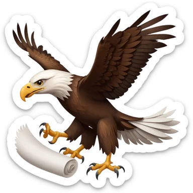 Eagle drag a roll of paper in his legs sticker