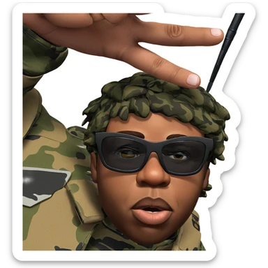 military style parody portrait sticker