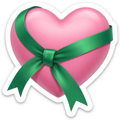 pink heart entwined with green ribbon sticker