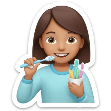 little brown girl brushing her teeth, pastel portrait, bright nourishing morning atmosphere, soft focus, isometric 3d plush sticker