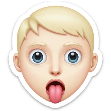 weird face with mismatched eyes and tongue sticking out sticker
