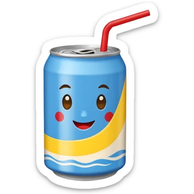 drink can blue red yellow Surfside single straw sticker